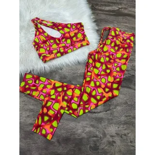 Calça Legging e Top de Um Ombro - Conjunto Fitness - Zebra