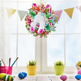 Decoração de Parede Floral com Cabide de Coelho para Páscoa - 5