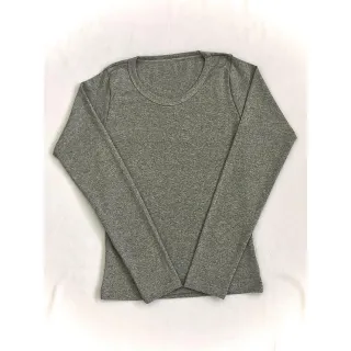 Kit blusas manga longa gola redonda: preta, mescla, listrada - G 40-42