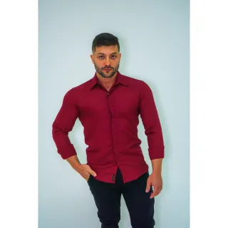 Promoção Camisas Masculinas Social Slim - Pronta Entrega Plus Size - Várias Cores - Preto