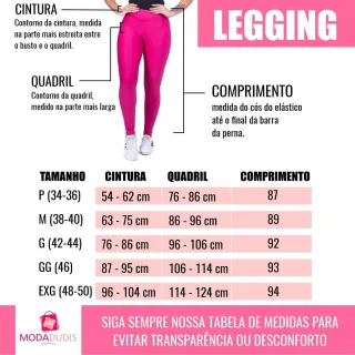 Legging Feminina Suplex Cós Alto Lisa Fitness ou Dia a Dia - ModaDudis - Azul Marinho