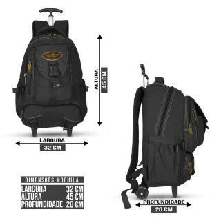 Lançamento: Mochila Escolar Reforçada de Lona com Rodinhas - Bege