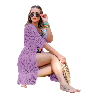 Kimono Manga Longa Praia - Saída de Praia - Rosa Pink