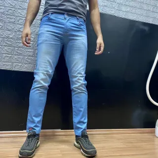 Preço de Fabrica Calça Jeans Masculina Slim Elastano Lycra Reffine Jeans - Azul Escuro