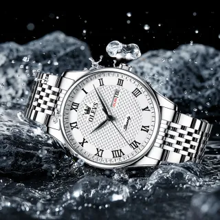 Relógio OLEVS Luxo Prova Da Água Original Masculino Preto Prata Aço Quartzo 5562 - Branco
