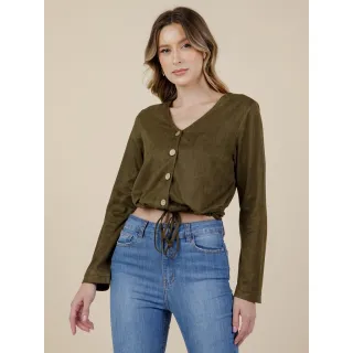 Fashion H.eleny Blusa Feminina Manga Longa M041 - Preto