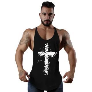 Cavada masculina regata: estampas treino academia e outras - Cruz Preta