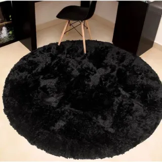 Grande Tapete Redondo Felpudo Peludo de 1,3 M - Azul