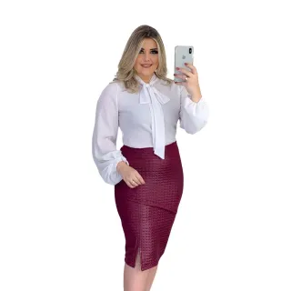 Moda Feminina Evangélica ou Social - Saia Lápis Cintura Alta - Preto