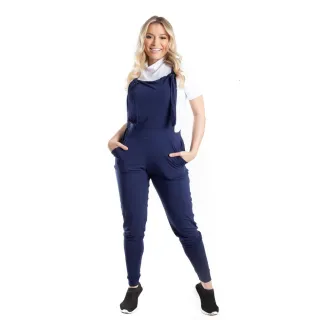 Roupas Femininas Evangélicas: Jardineira Longa Macacão Salopete - Preto