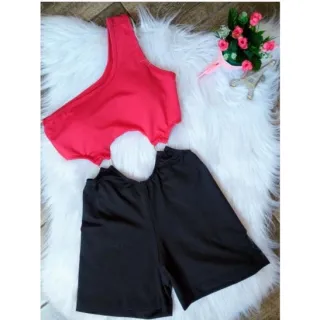 Macaquinho fitness academia curto com bojo alça única argola - Estampa 05