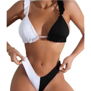 Babado Asa Delta Biquini Duas Cores Cortininha com Bojo - Verde Tiffany