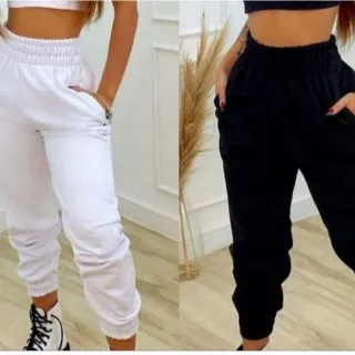 Quentinha Calça Jogger de Moletom Fanelado Grosso - Preta