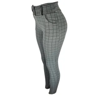 Veste Super Bem Calça Feminina Xadrez Skinny com Cinto - Vinho