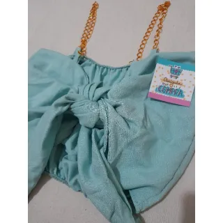 Blusa Cropped com corrente - Promoção diversas cores - Rose cetim1