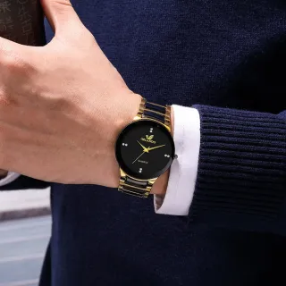 Relógio Masculino de Quartzo com Pulseira de Aço Dourado - Estilo Britânico Elegante - Macarrão dourado