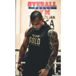 Gold Diamond Capuz Longline Regata Masculina Machão Fit - PRETA CAVADA SEM CAPUZ