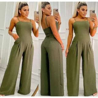 Tendência Luxo Bojo Pantalona Macacão Longo - Azul Bic