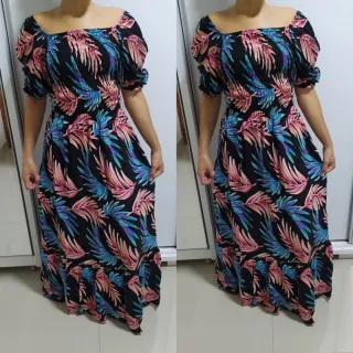 Viscose Estampada Vestido Longo - Modelos e Estampas Variadas - Longo 15