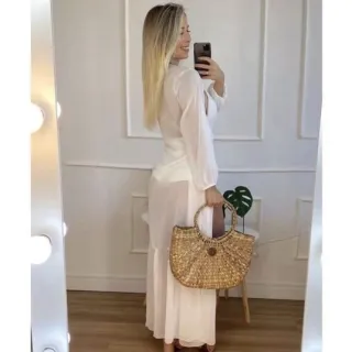 Vestido Longo Manga Longa Neon para Piscina e Praia - LARANJA NOEN