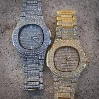 Lindo relógio analógico de luxo ICE DIAMANTE Hip Hop em promoção - Dourado