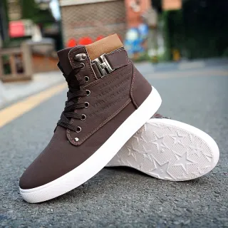 Cano Alto Tênis Casual Masculino - Tamanho Grande - khaki