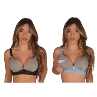 Sutiãs de Amamentação com Bojo Soft e Renda Confortável - Kit c/ 2 - Vermelho/Vermelho