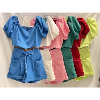 Yy2179 Conjunto Feminino Manga Princesa - Azul