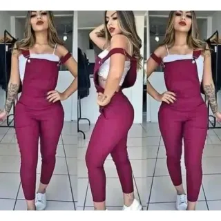 Moda Blogueira: Macacão Jardineira Longo Feminino Suspensório - Top - Rose