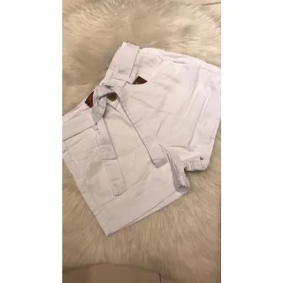Shorts Jeans Mom Redonda Fivela Acompanha Cinto - Lançamento 2022 - Jeans marmorizado