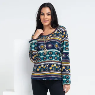 Colar Blusa Manga Longa Plussize - Ref:M0056