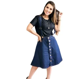 Modelos Variados de Jardineira Jeans Evangélica - Kbl Ray - Azul-Escuro