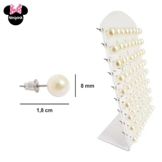 Revenda: Kit com 36 Pares de Brincos de Pérolas e Cristais - Tamanho Crescente - CRISTAL COLORIDO