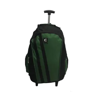 Mochila juvenil e adulto com rodinhas e alças de costas - preta listras brancas