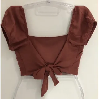 Ciganinha Feminina Cropped de Amarrar nas Costas - Marrom