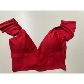 Blusa Cropped Feminina com Decote em V e Babado Delicado - Rosa