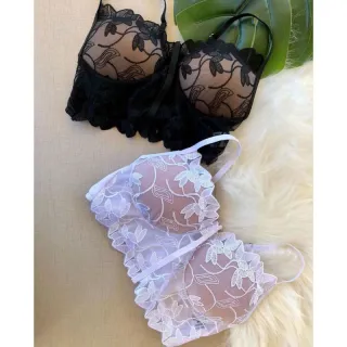 Top Cropped Nude com Renda - Fundo - Branco