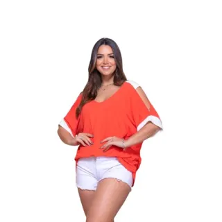 Promoção Blusa Feminina Manga Curta Vazada Verão - Verde