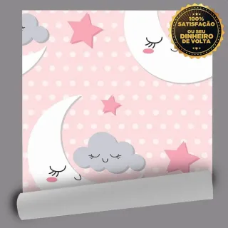 Adesivo Lavável Lua Fofa Papel de Parede - 50cm x 3,00m
