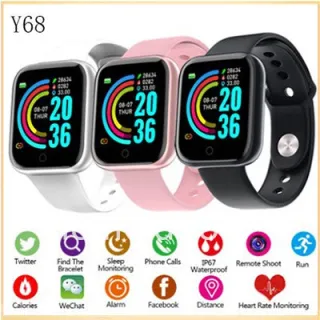 Smartwatch Rastreador de Frequência ASAZQ Y68/D20 para iOS/Android - Dourado Pink