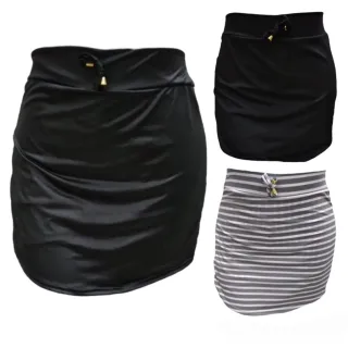 Saia midi plus size cintura alta em tecido leve - Raryel Moda Feminina - Preto