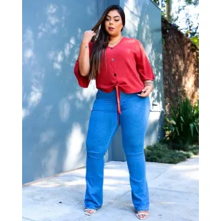 Plus Size Blusa Feminina Amarrar - Preta