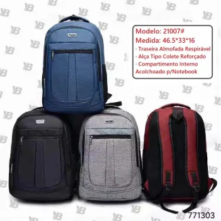 Mochila Resistente Água Unissex para Viagem ou Escola com Compartimento Acolchoado Notebook - Cor Aleatória