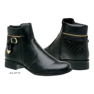 Botinha Stella Cano Curto sem Cadarço, Saltinho Baixo - Compre Online na Raryel - Preto