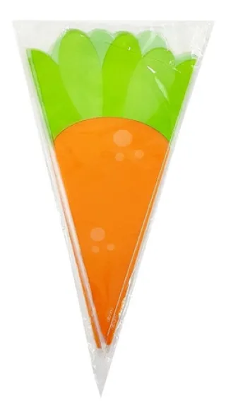Embalagem Cone Poli Cenoura Mini Ovos De Páscoa 30 Cm - Pack com 50 Unidades - Único