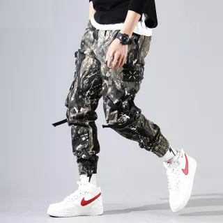 Calça Cargo Masculina Multi-pocket Camuflagem Casual - A