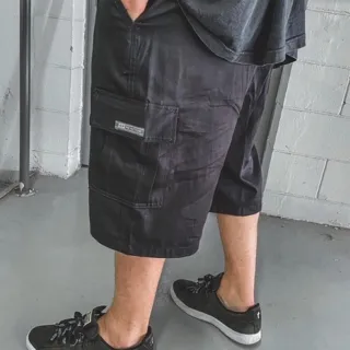 Bermuda Preta Skate Cargo Elástico Cintura Larga - Marinho