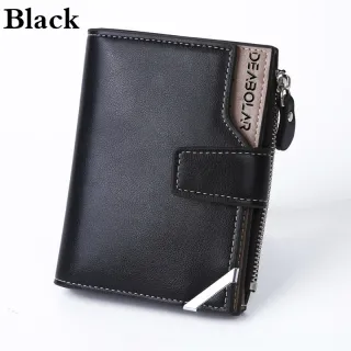 Carteira de Couro PU Masculina Tripla com Funções Multi Cartões - Marca Dólar - Castanho