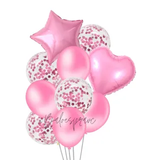 Festa com Balões Metalizado: Kit Estrela e Coração + Bexigas de Látex - Preto