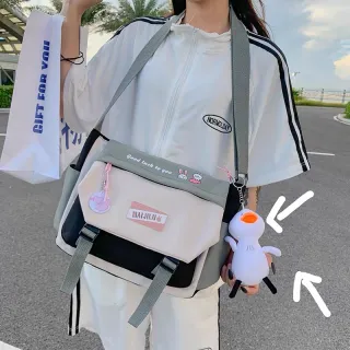 Bolsa Coreana Retrô Harajuku: Grande Capacidade em Nylon - Preto